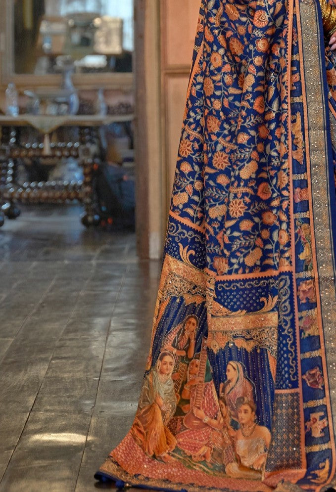 Blue Designer Banarasi Silk Saree