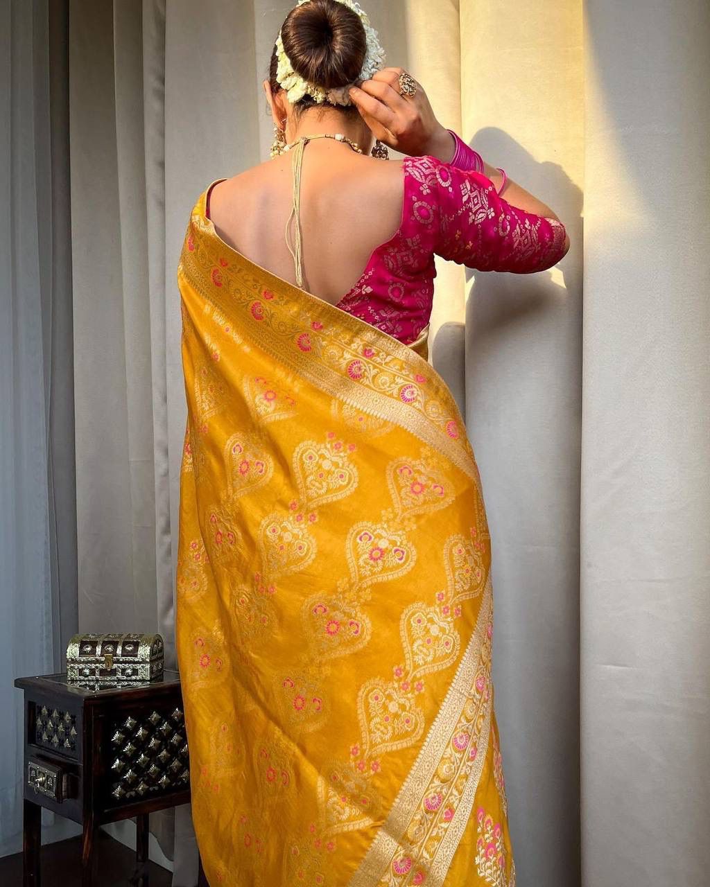 Yellow Woven Banarasi Saree