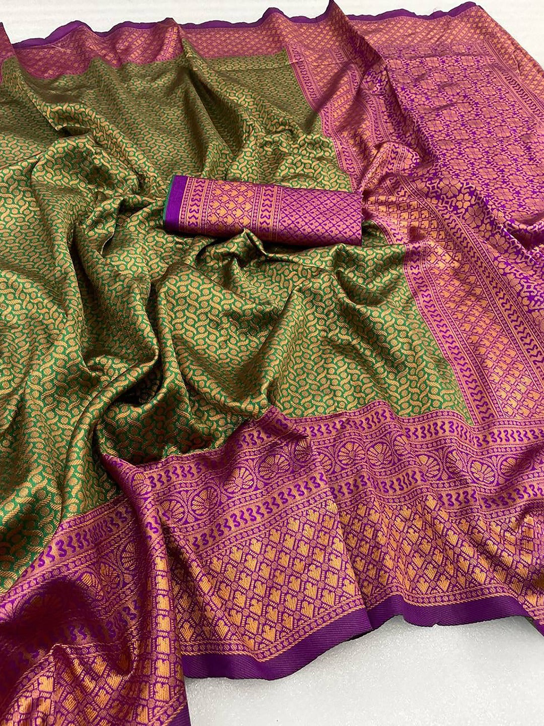 Sea Green Woven Banarasi Silk Saree