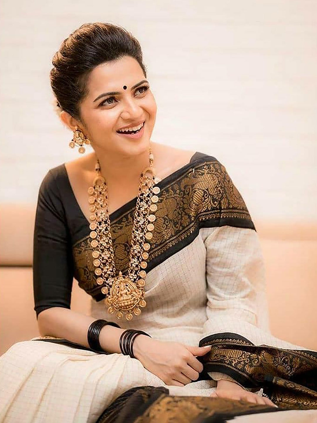 White & Green Woven Banarasi Saree