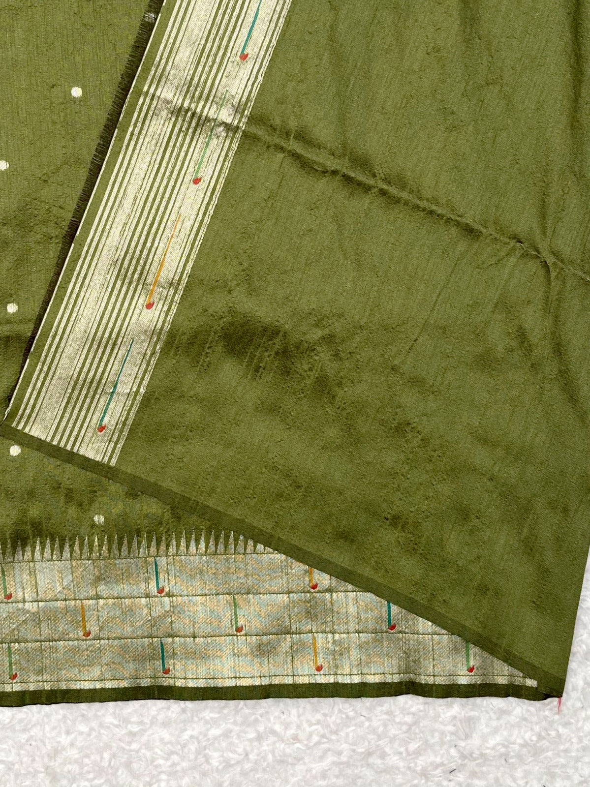 Olive Green Kosa Silk Saree