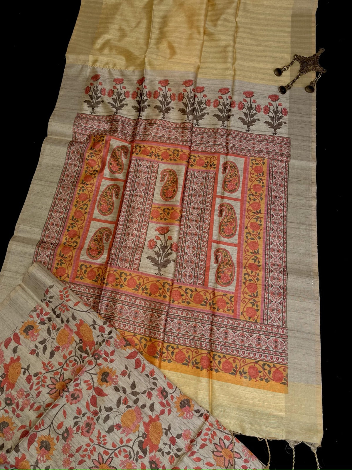 Pineapple Yellow Premium Tussar Silk Saree