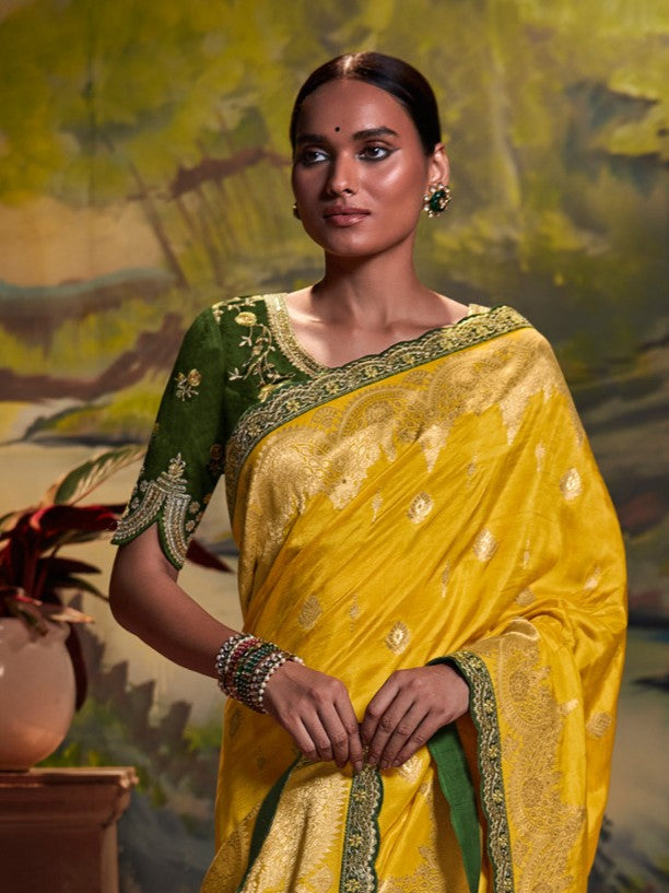 Yellow Woven Banarasi Silk Saree