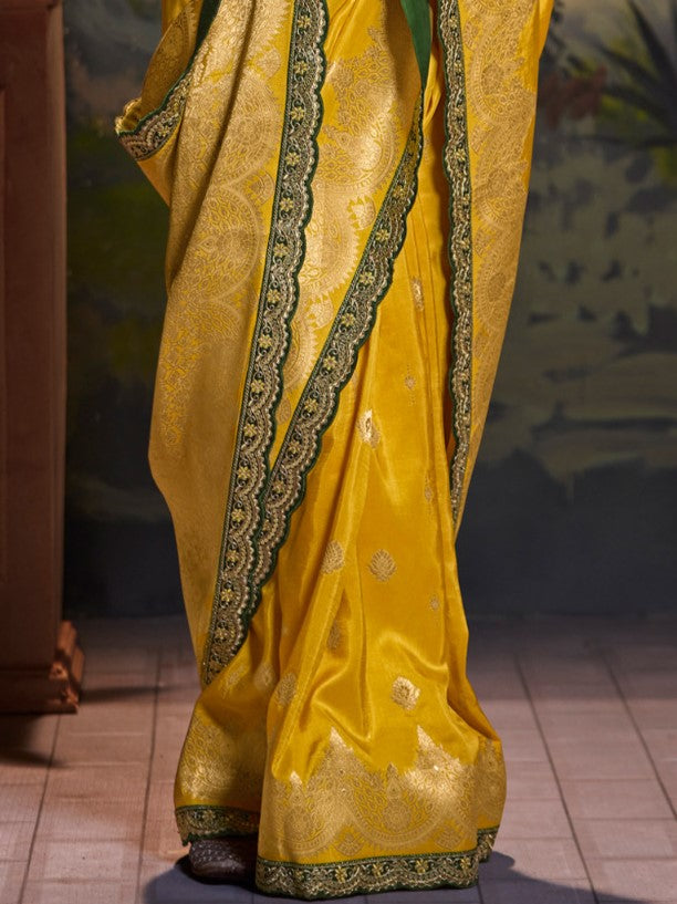 Yellow Woven Banarasi Silk Saree