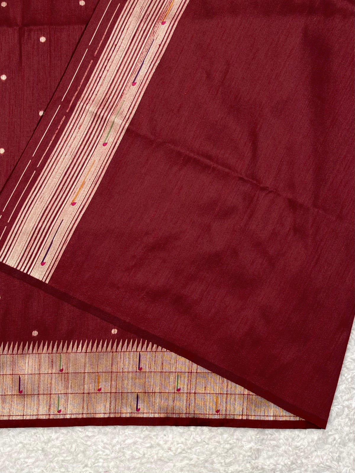 Apple Red Kosa Silk Saree