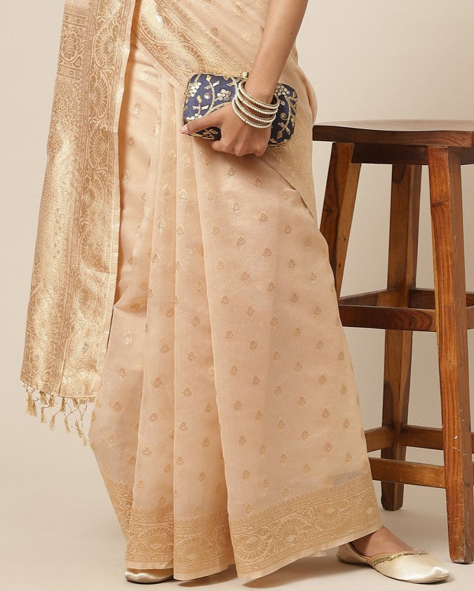 Beige Woven Banarasi Saree
