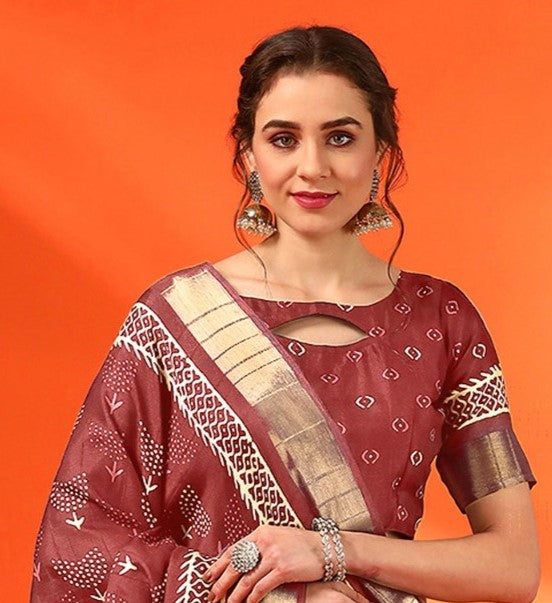Berry Red Cotton Silk Saree