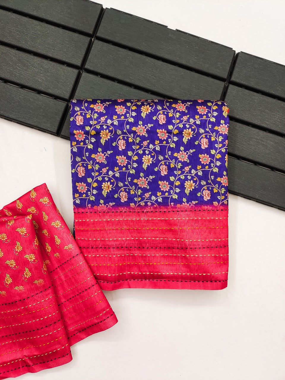 Blue Premium Tussar Silk Saree