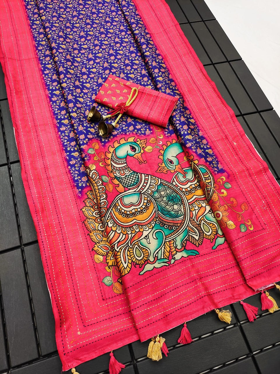 Blue Premium Tussar Silk Saree