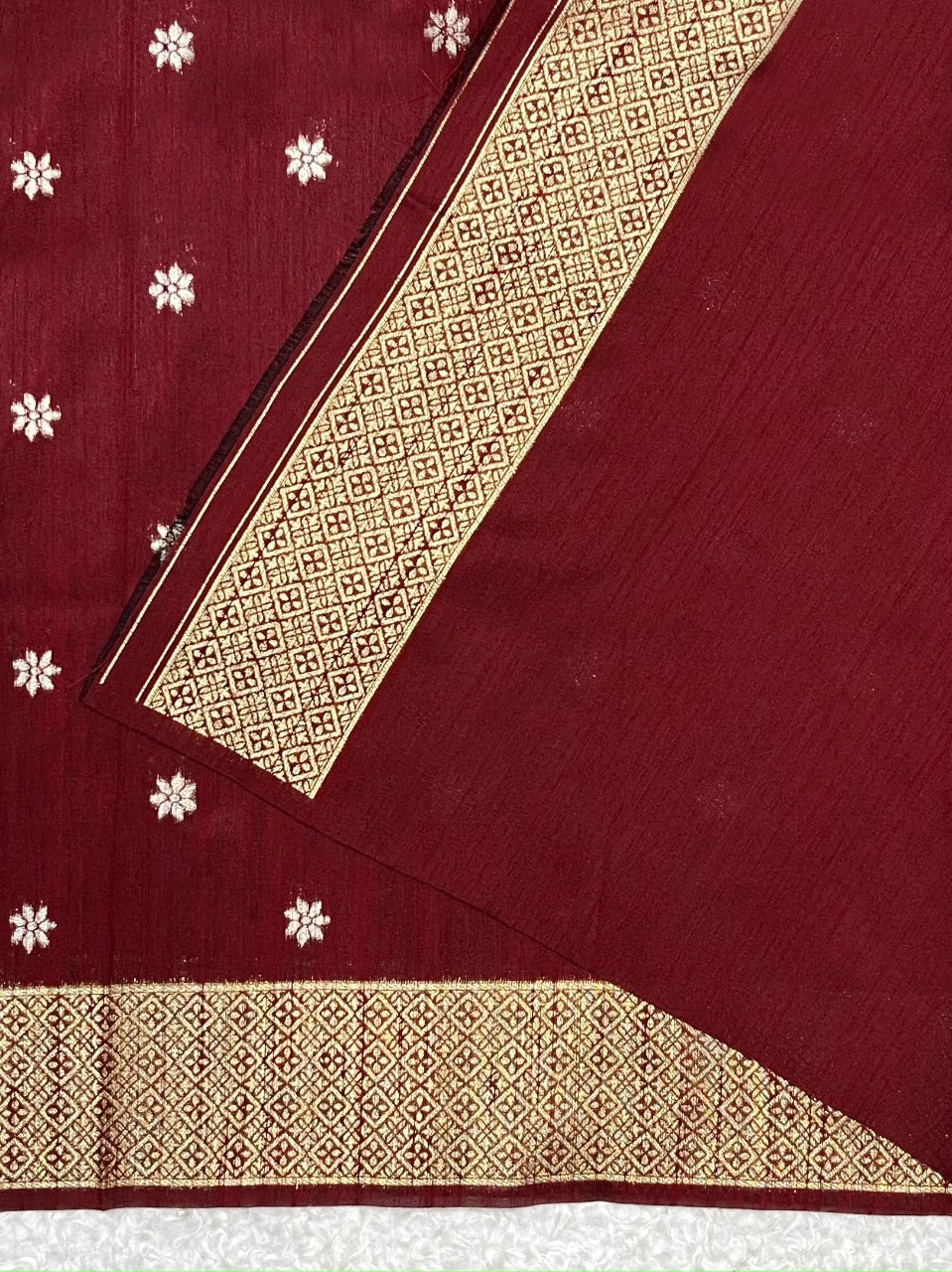 Burgundy Red Kosa Silk Saree