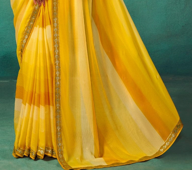 Butter Yellow Chiffon Saree