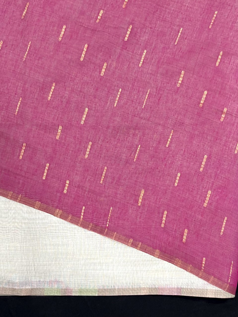 Daisy White & Pink Muga Cotton Saree