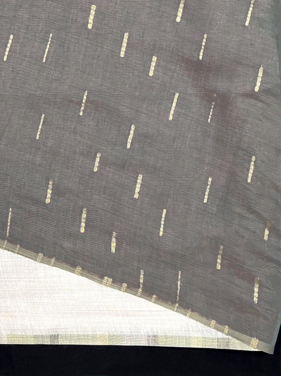 Daisy White & Grey Muga Cotton Saree