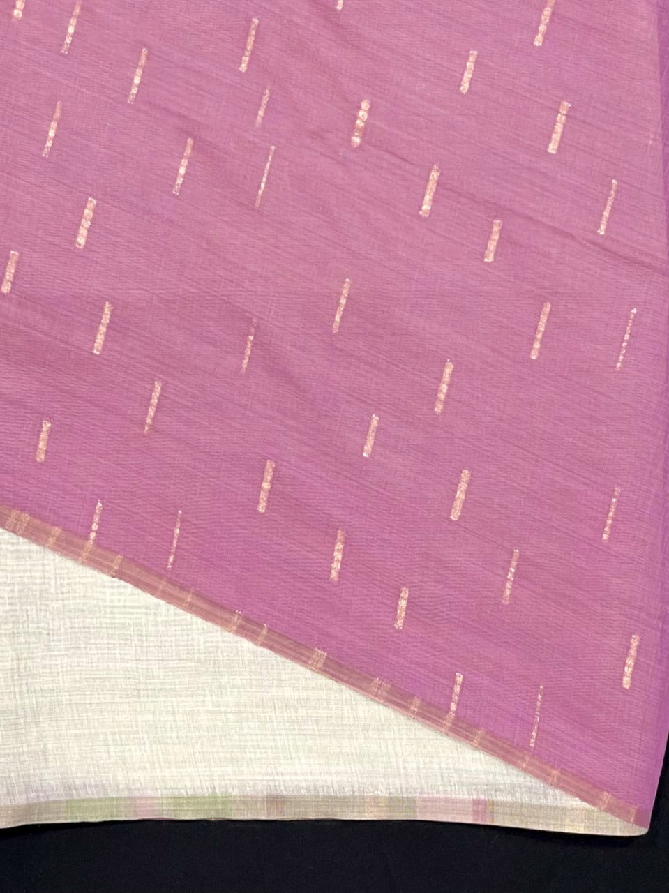 Daisy White & Light Pink Muga Cotton Saree