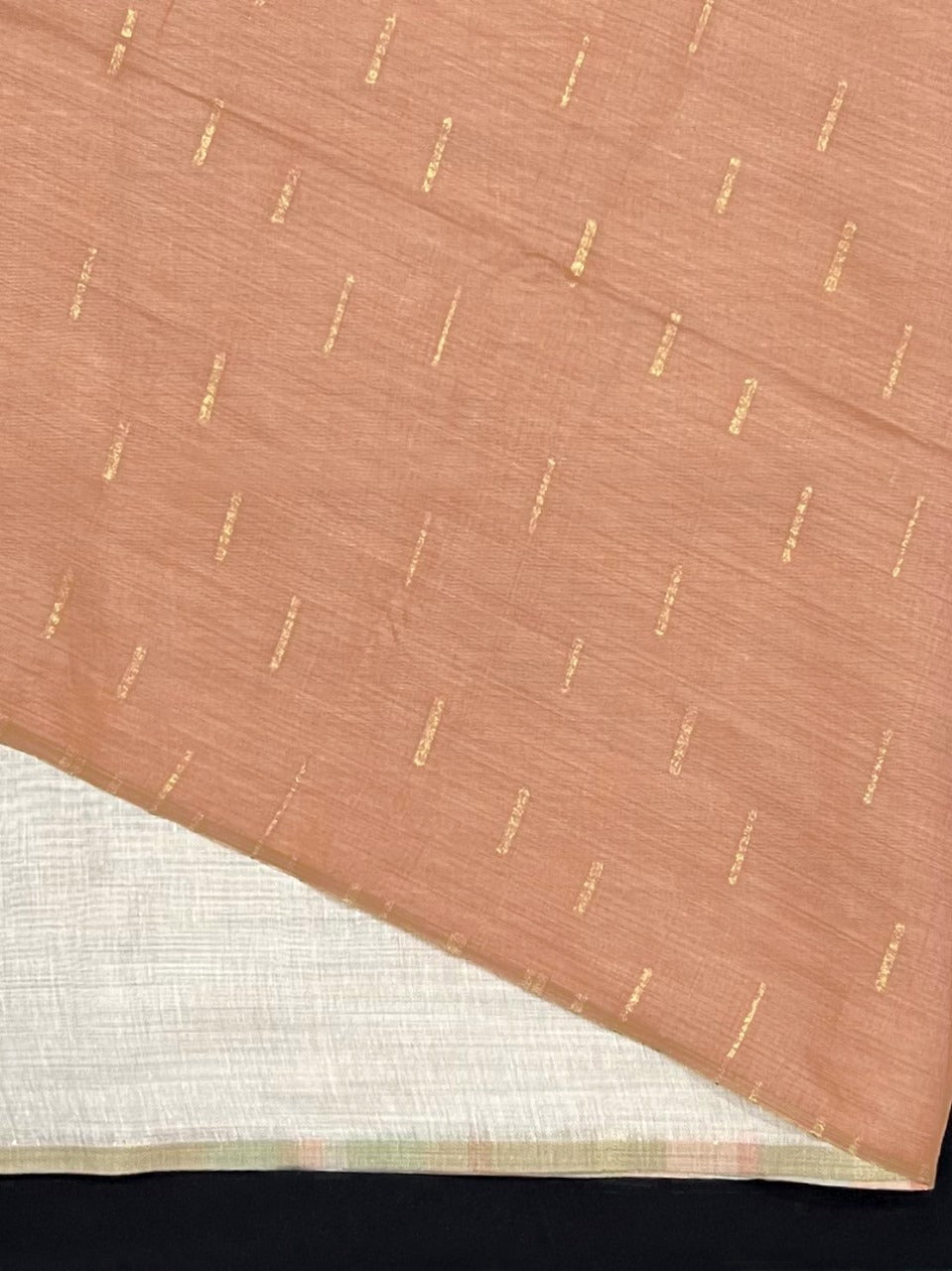 Daisy White & Orange Muga Cotton Saree