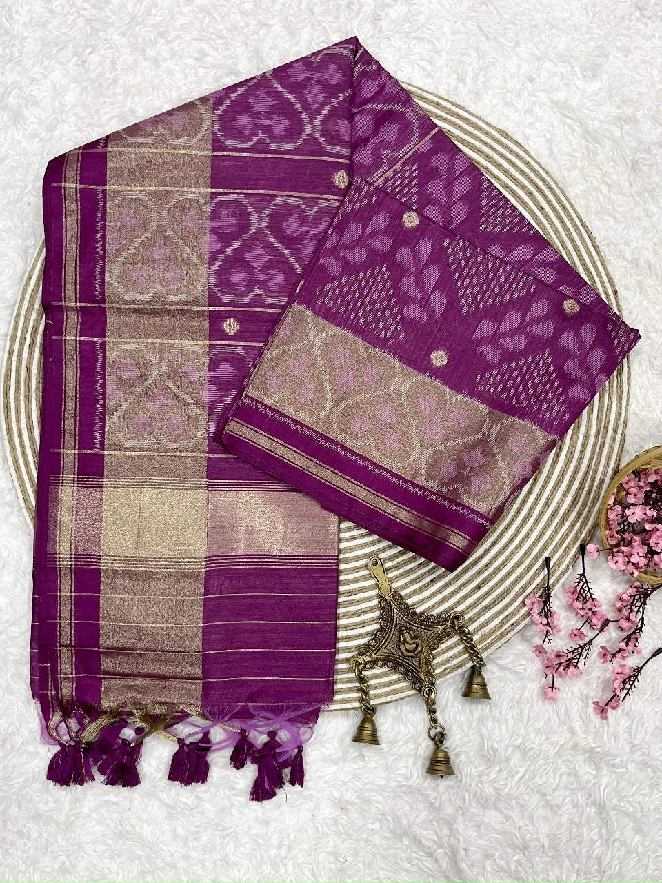 Fandango Violet Tussar Silk Saree