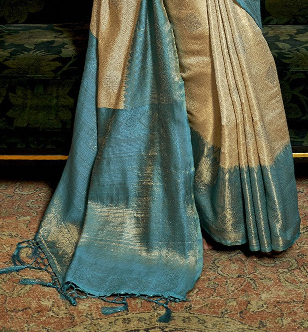 Golden Yellow Woven Banarasi Silk Saree