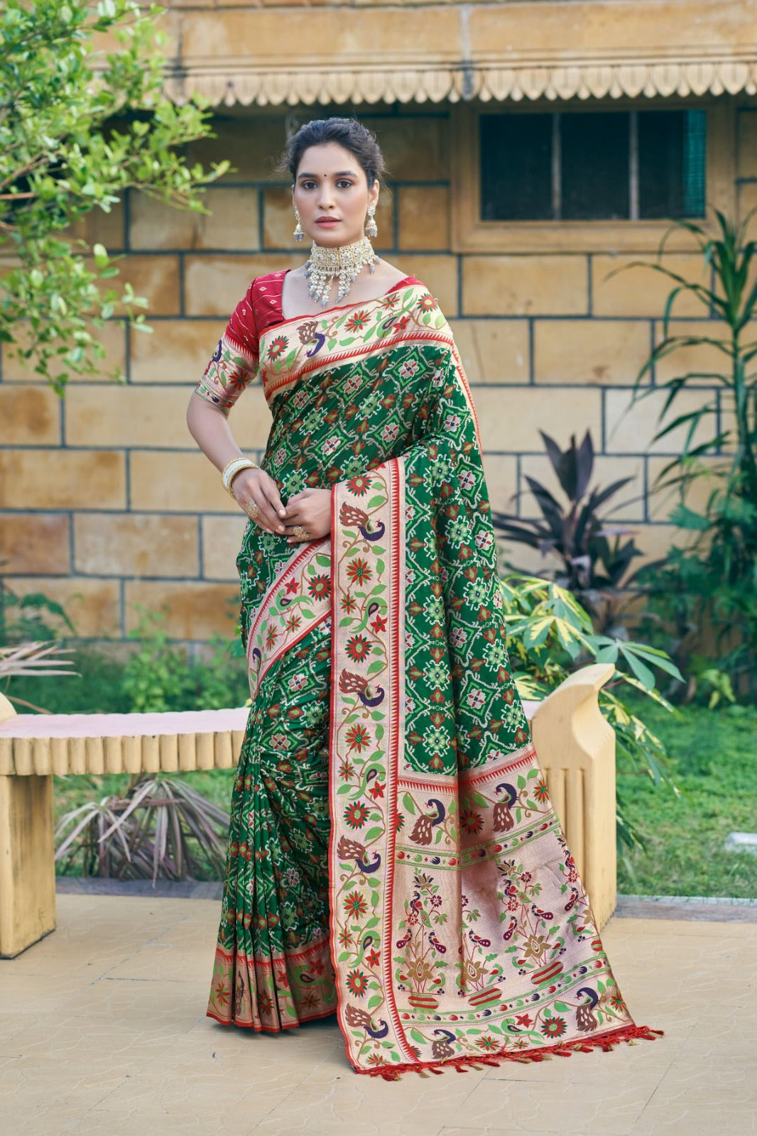 Green Soft Banarasi Silk Saree