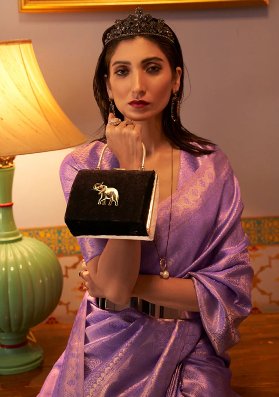 Iris Purple Woven Kanjivaram Silk Saree