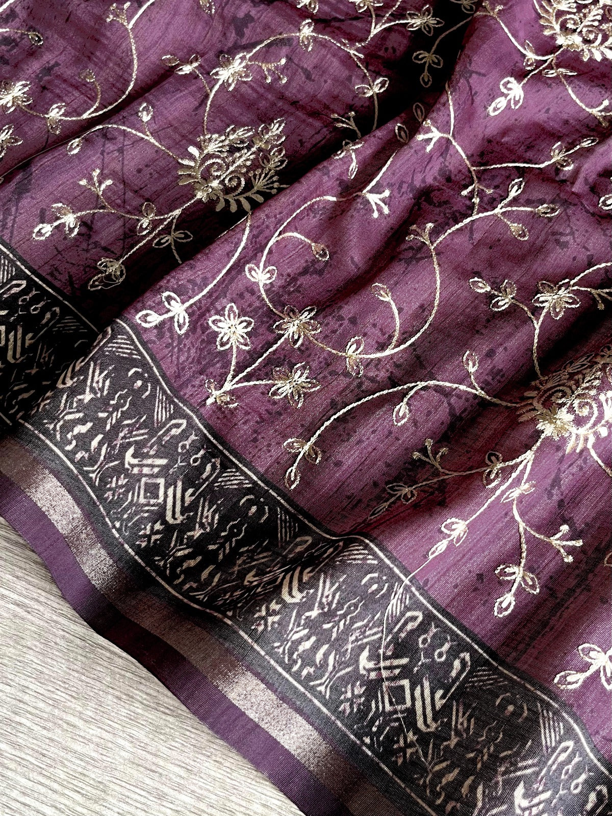 Jam Purple Premium Tussar Silk Saree
