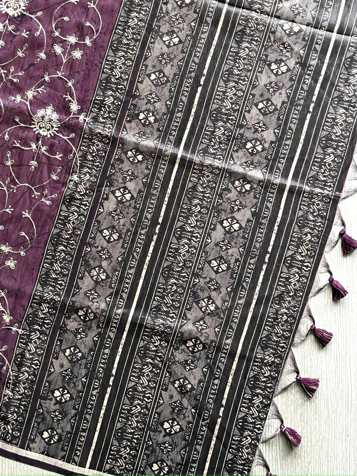 Jam Purple Premium Tussar Silk Saree