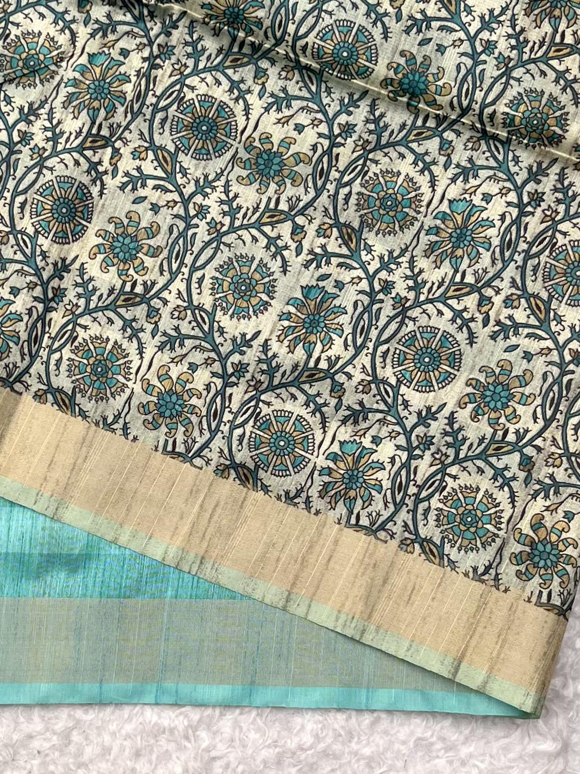 Jungle Green Premium Tussar Silk Saree