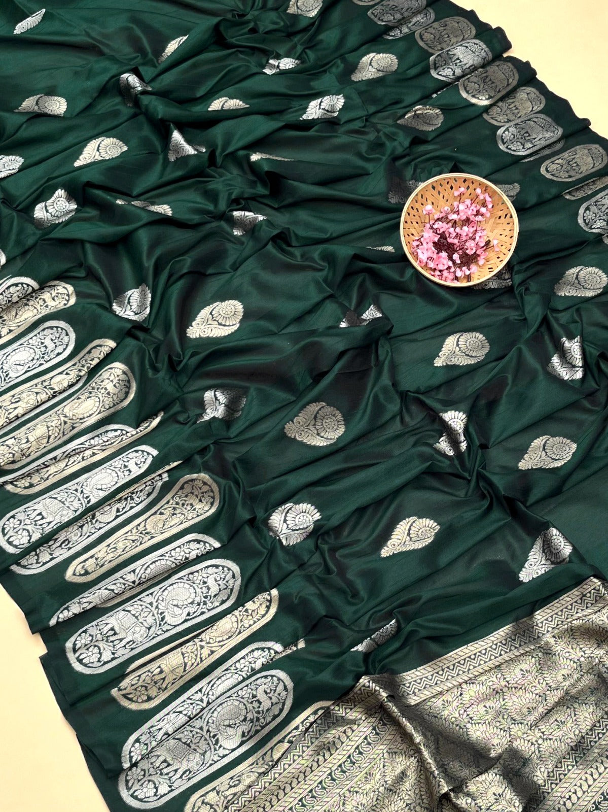Jungle Green Matka Silk Saree