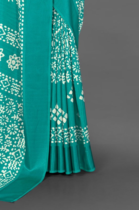 Jungle Green Printed Dola Silk Saree