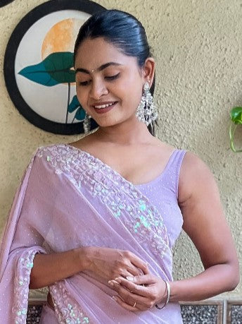 Lavender Georgette Saree