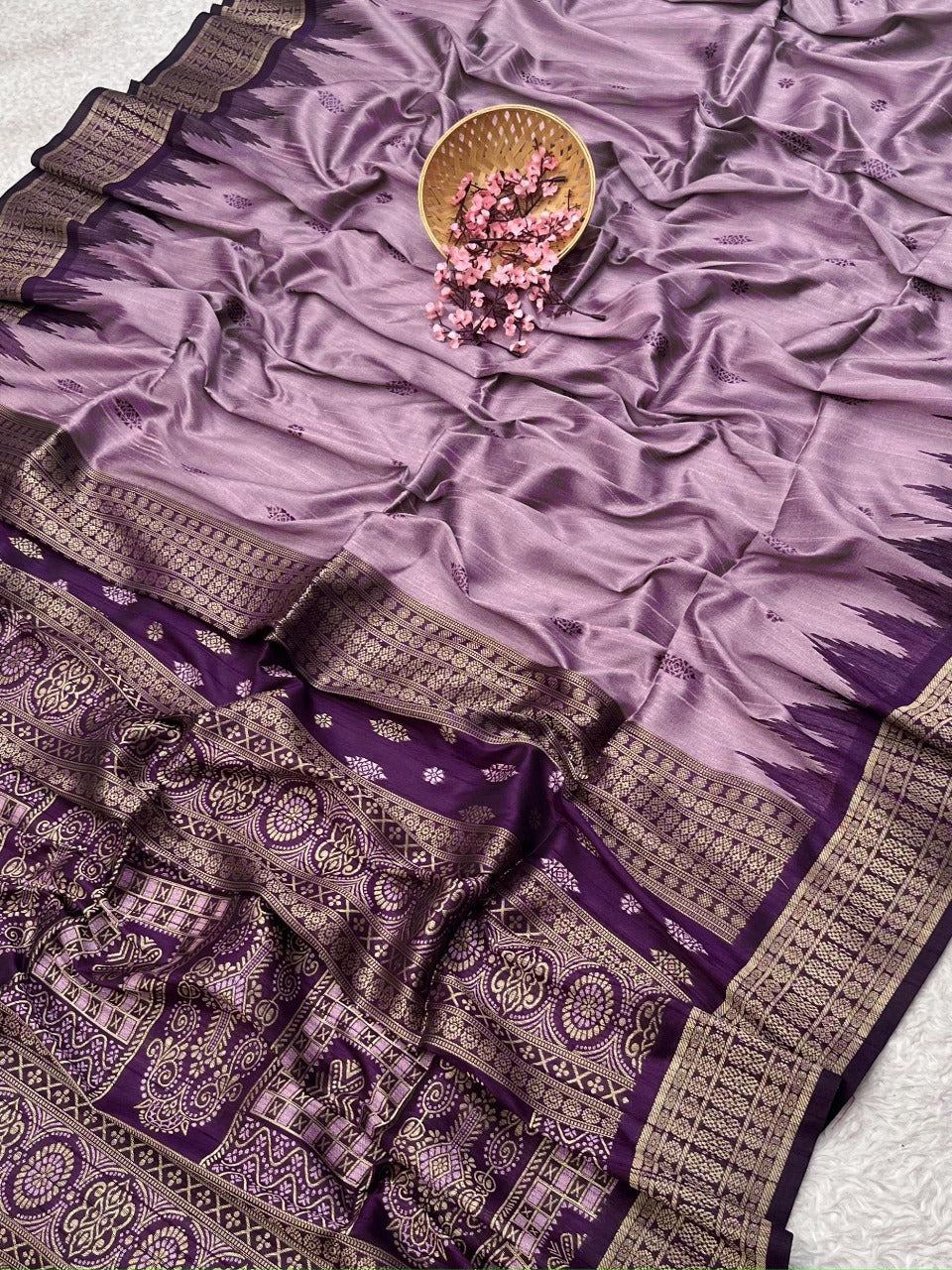 Lavender Desi Tussar Silk Saree