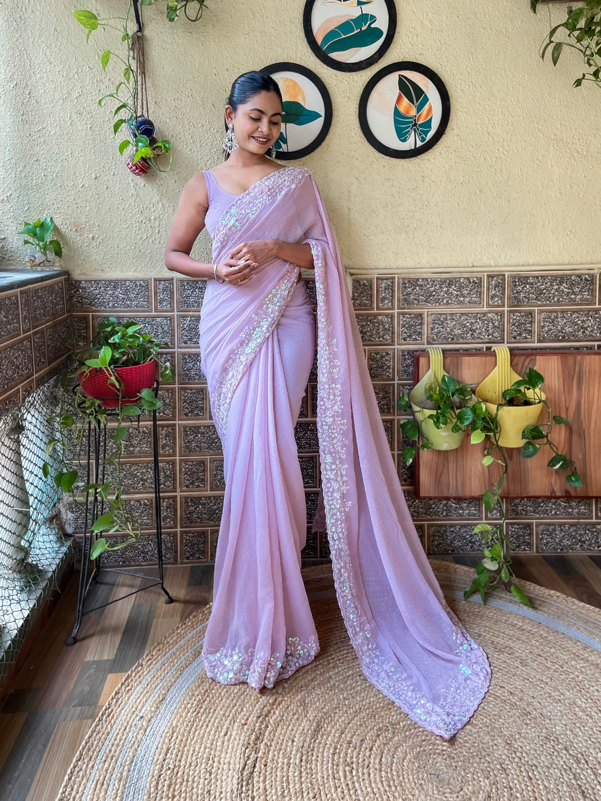 Lavender Georgette Saree