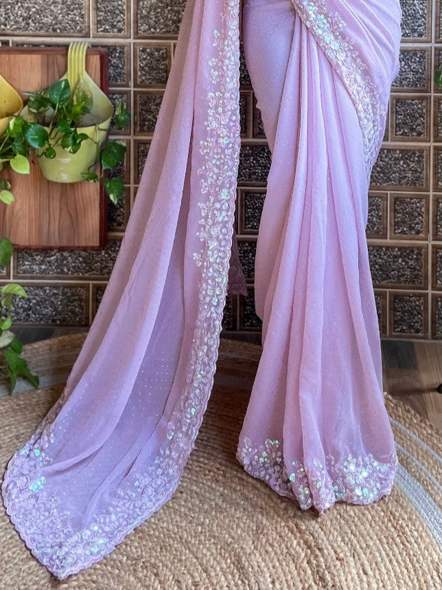 Lavender Georgette Saree