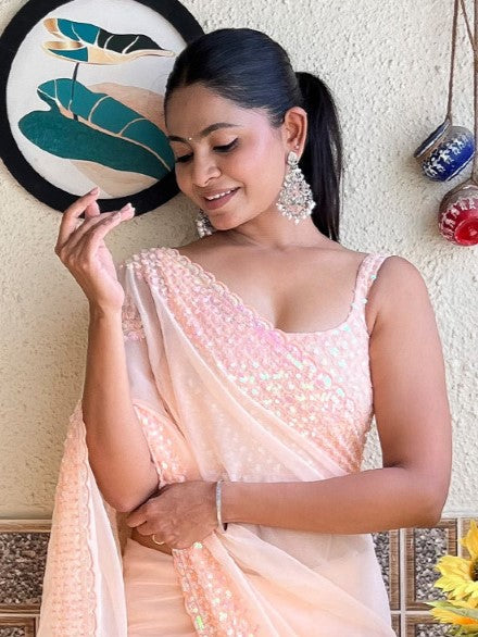 Lemonade Pink Georgette Saree
