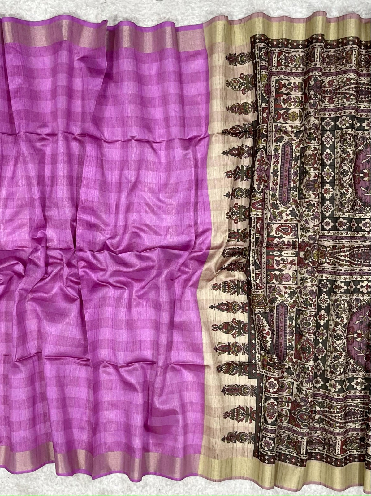Lilac Premium Tussar Silk Saree