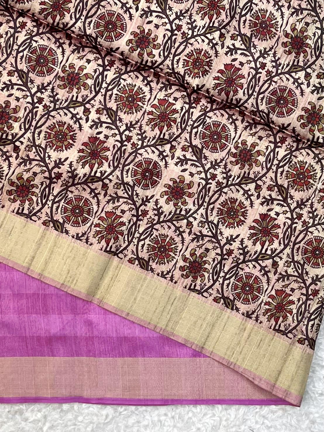 Lilac Premium Tussar Silk Saree
