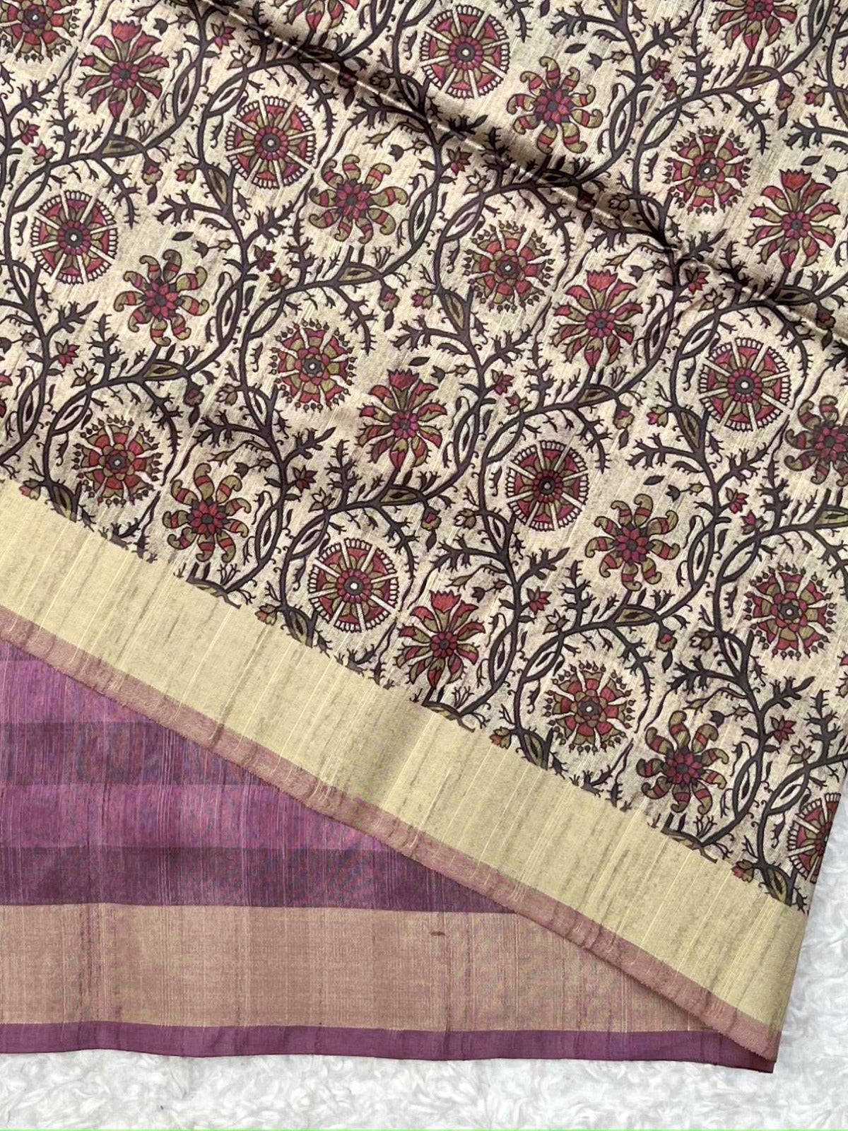 Mulberry Violet Premium Tussar Silk Saree