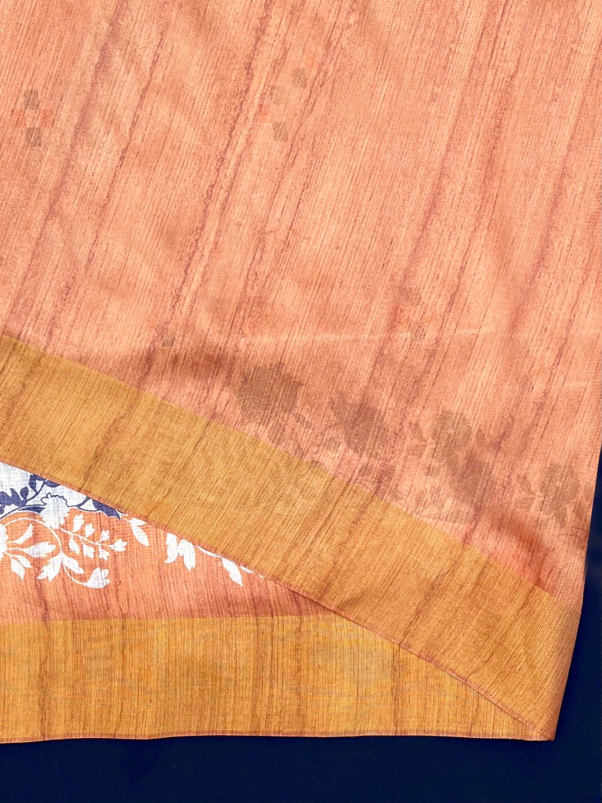 Multicolor With Orange Border Tussar Silk Saree