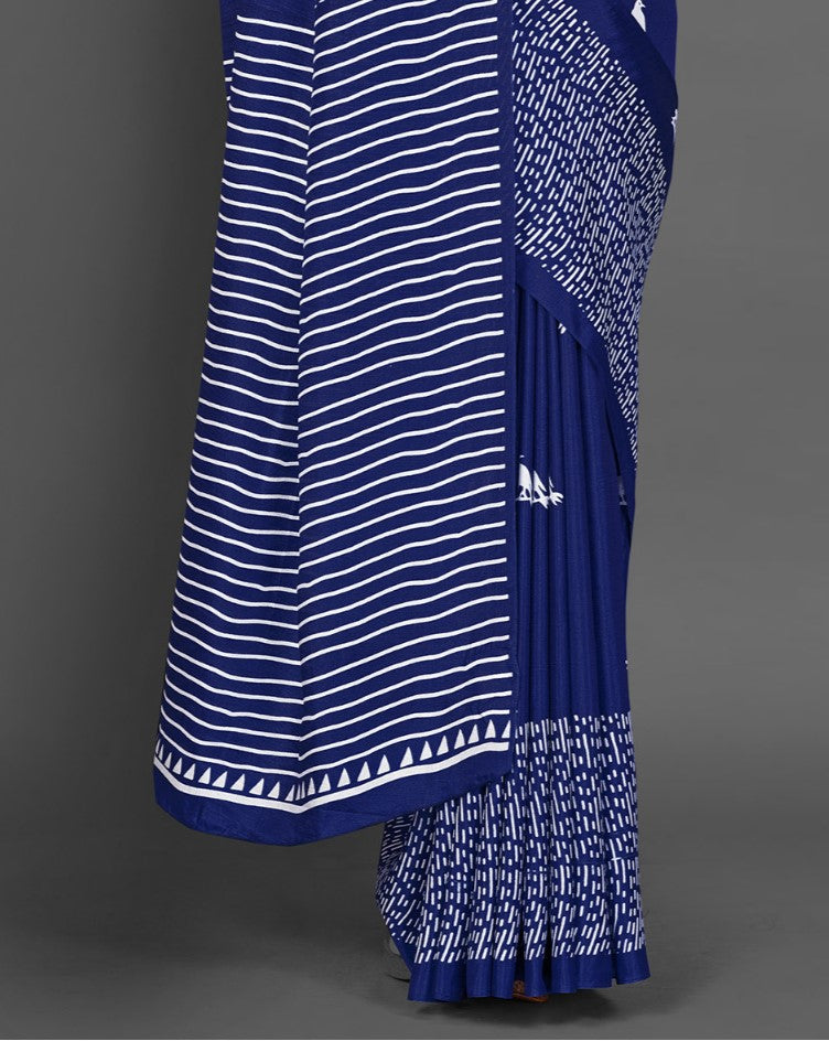 Navy Blue Dola Silk Saree