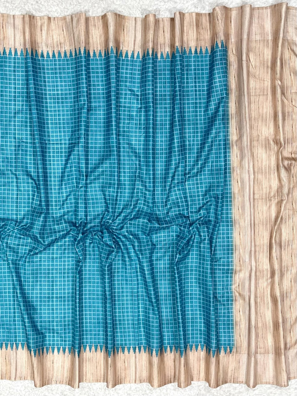 Olympic Blue Desi Tussar Silk Saree