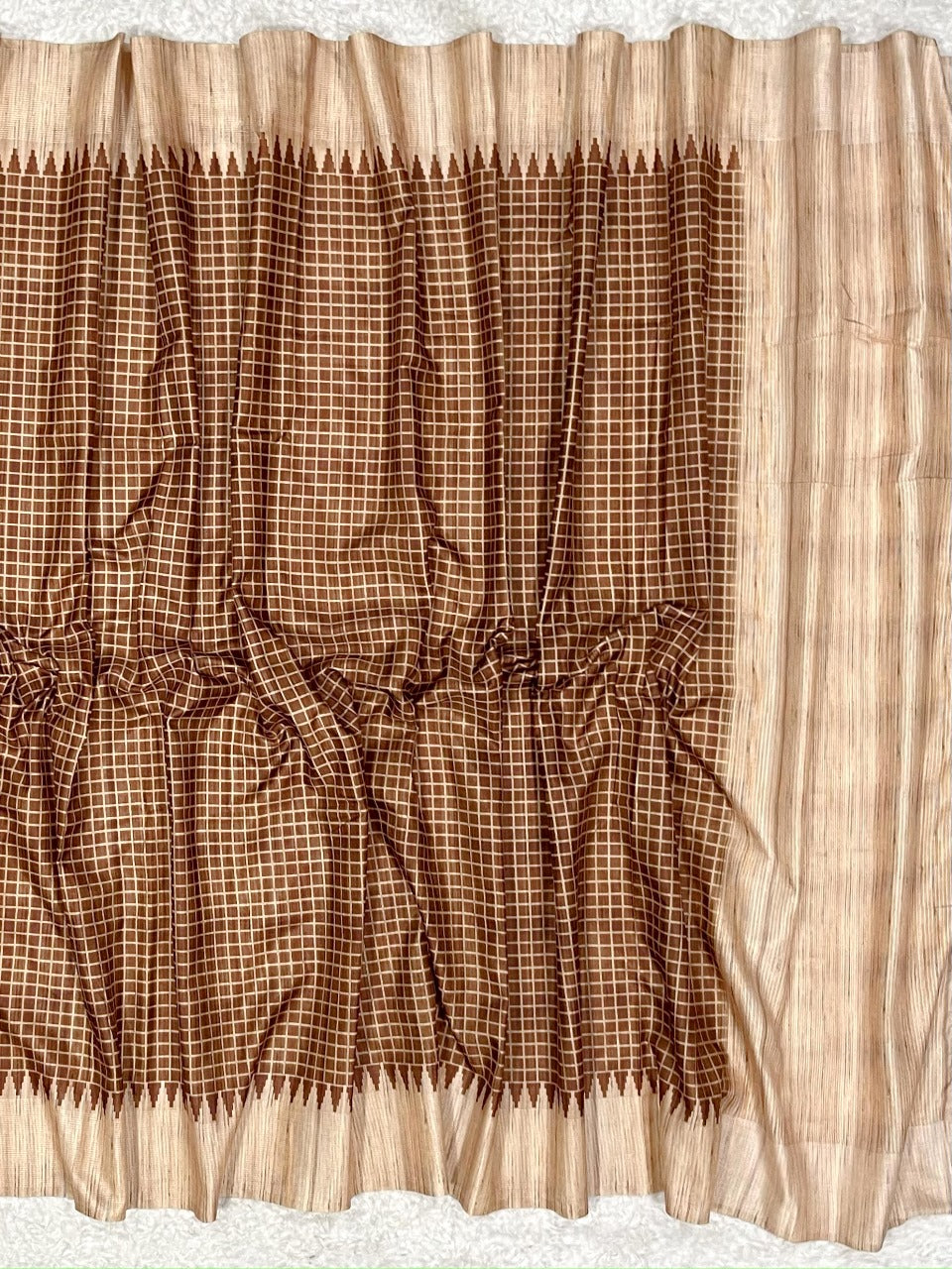 Peanut Brown Desi Tussar Silk Saree