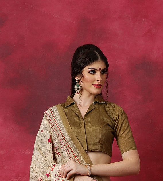 Peanut Brown Bhagalpuri Silk Saree