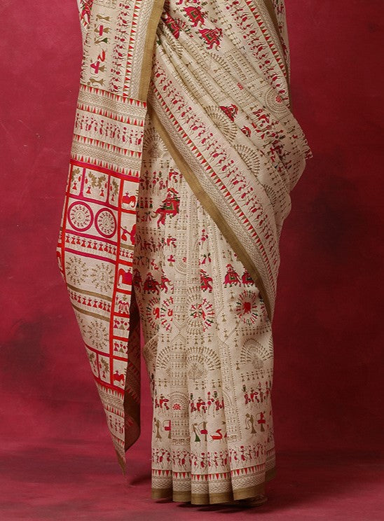 Peanut Brown Bhagalpuri Silk Saree