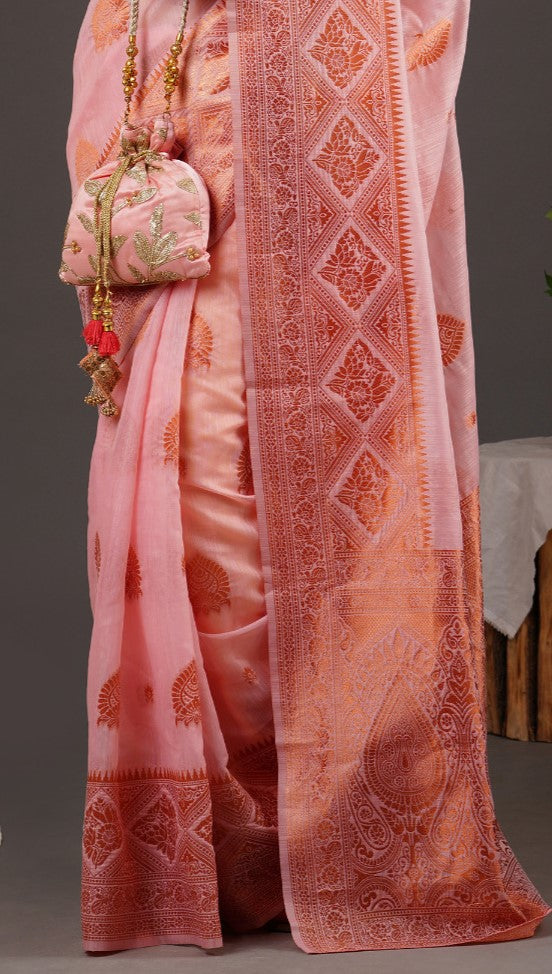 Pink Bagh Woven Banarasi Silk Saree