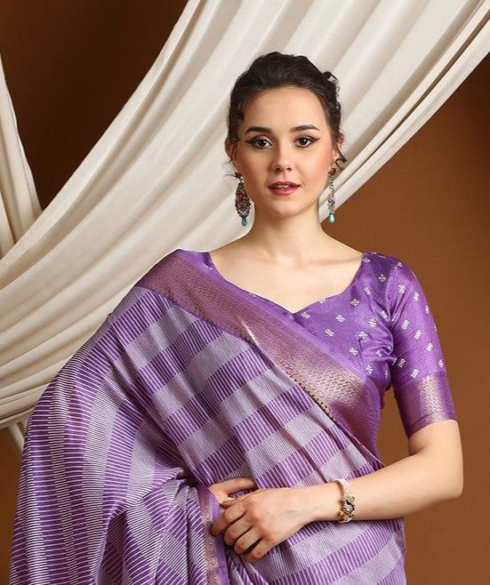 Plum Violet Sungudi Dola Silk Saree
