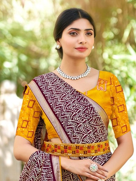 Plum Violet Georgette Saree