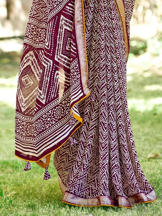 Plum Violet Georgette Saree