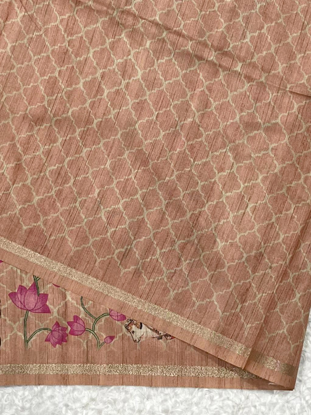 Redwood Red Tussar Silk Saree