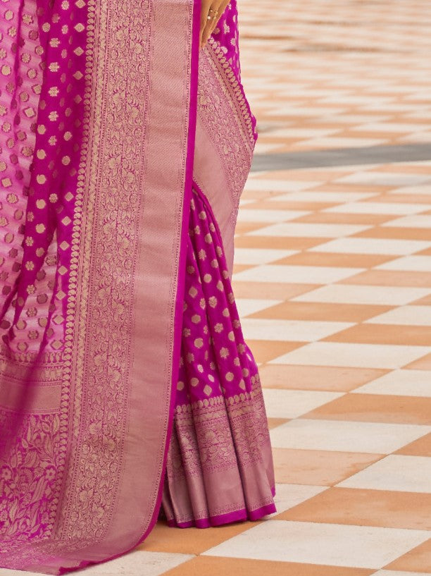 Rose Pink Woven Kanjivaram Saree