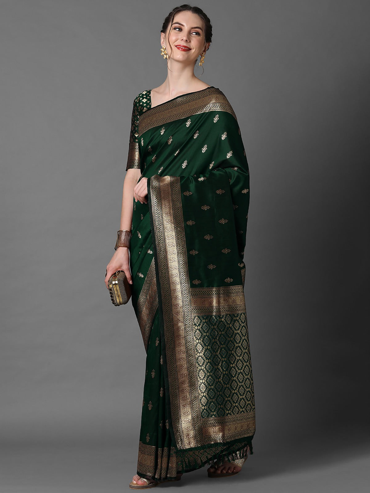 Royal Green Woven Banarasi Silk Saree