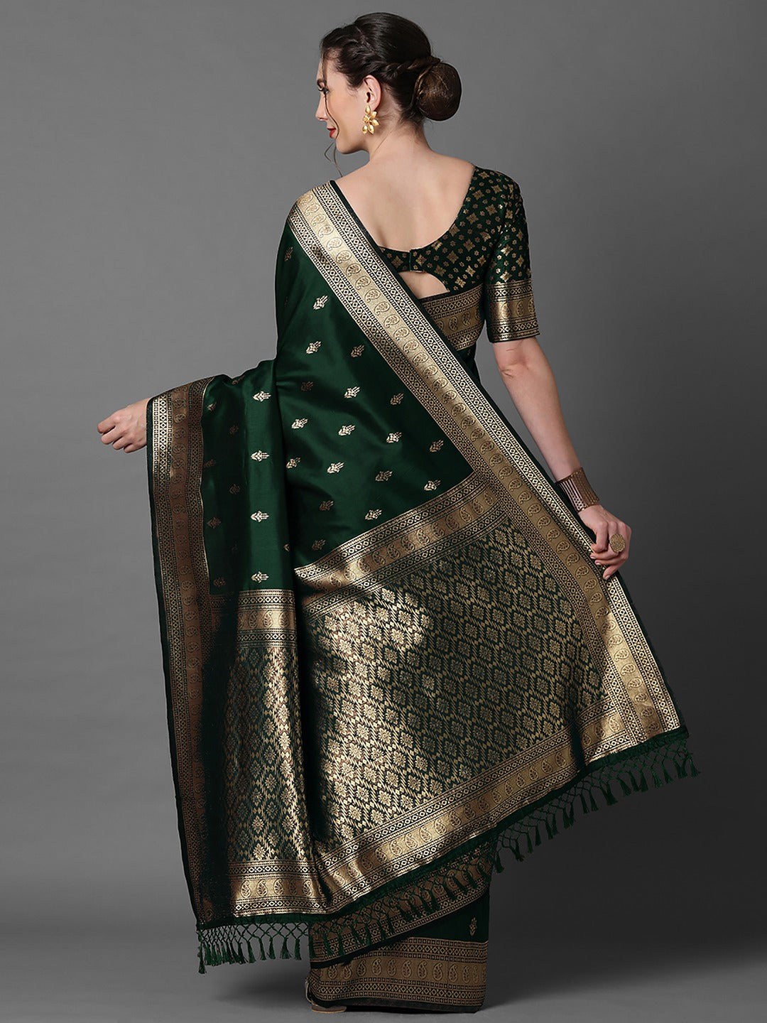 Royal Green Woven Banarasi Silk Saree
